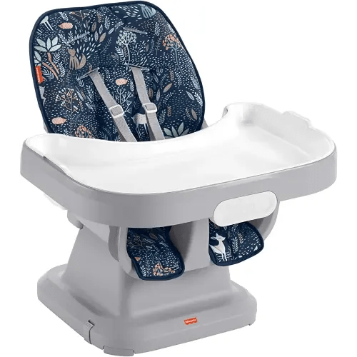 Fisher-Price SpaceSaver Simple Clean High Chair Baby to Toddler Portable Dining Seat with Removable Tray Liner, Moonlight Forest