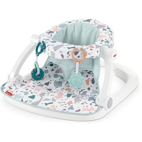 Fisher-Price Portable Baby Chair Sit-Me-Up Floor Seat With Developmental Toys & Machine Washable Seat Pad, Pacific Pebble