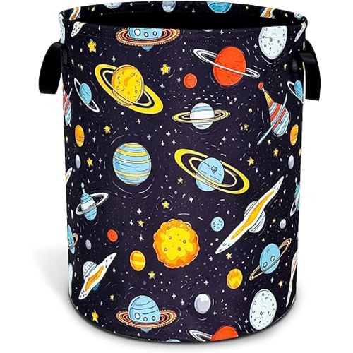 Galaxy Planet Laundry Basket Oxford Cloth Universe Laundry Hamper With Handle Foldable Portable Clothes Storage Basket 18.9 X 16.5 Inch Storage Bag For Laundry Room/Bathroom/Bedroom/Dormitories