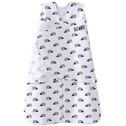 HALO 100% Cotton Sleepsack Swaddle, 3-Way Adjustable Wearable Blanket, TOG 1.5, Navy Hedgehog, Small, 3-6 Months