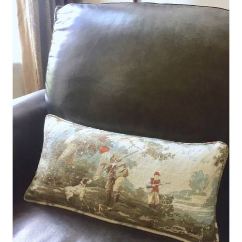 Hunt Scene Pillow Cover, Hunting Corded Throw Pillow, French Toile Hunt Fabric, Grandpa Gift, Lakehouse, Dad Cabin, Boy Nursery, Boys Room
