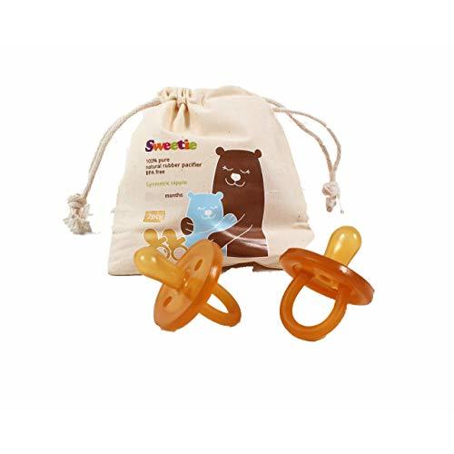 Sweetie Rubber Pacifier Natural Rubber Natural Rubber Pacifier with Symmetrical Nipple 2 Count (0-6 Month/Small)