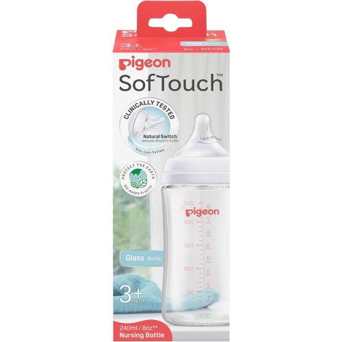 SOFTOUCH BPP Nursing Bottle Glass 240ML Logo (EN)