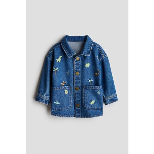 EMBROIDERED-DETAIL DENIM SHACKET
