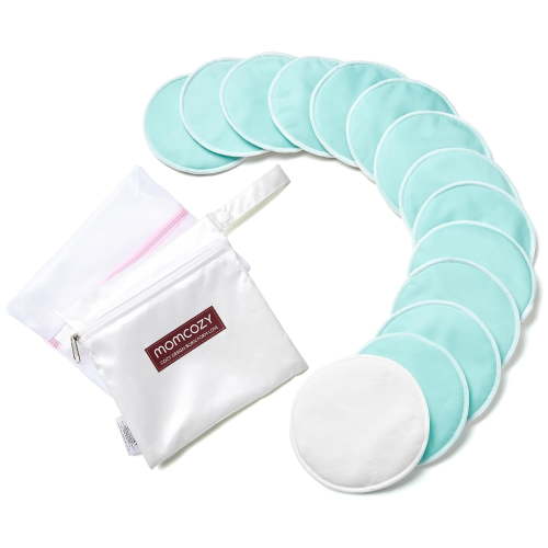 Momcozy Reusable Nursing Pads, 4 - Layer Washable Breast Pads, Super Absorbent 14 Pack HSA/FSA Eligible