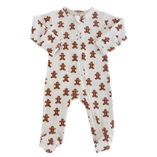 Gingerbread / Organic Pointelle 2-Way Zip Footie
