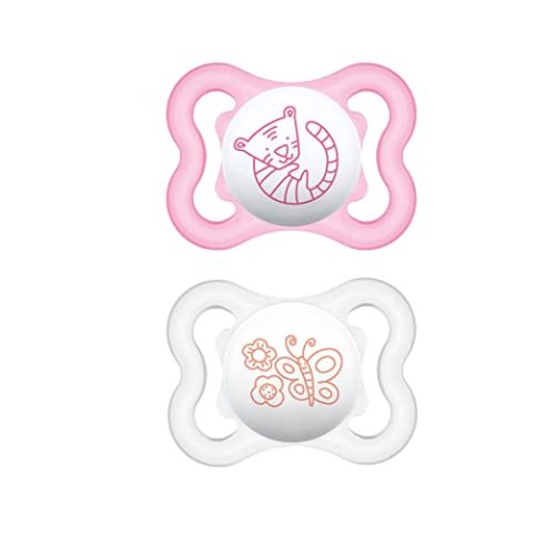 MAM Supreme Night Baby Pacifier, for Sensitive Skin, Patented Nipple, 2  Pack, 0-6 Months, Girl