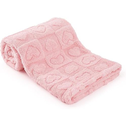 Plush Soft with Heart Checkered Baby Blanket,Fleece Infant Toddler Blankets for Girls Boys,Warm Lightweight Breathable Newborn Receiving Blankets for Crib Stroller 30"×39" (Light Pink, Heart)