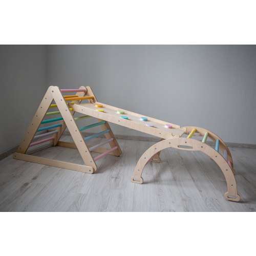Climbing triangle pastel rainbow, foldable triangle, ladder climber, Montessori ramp, Kletterdreieck, toddler climber