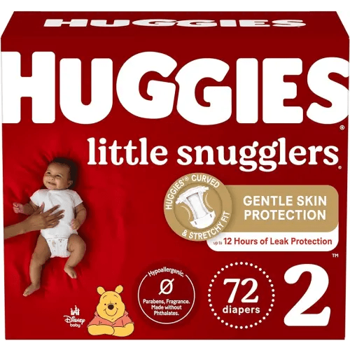 Huggies Size 2 Diapers, Little Snugglers Baby Diapers, Size 2 (12-18 lbs), 72 Count