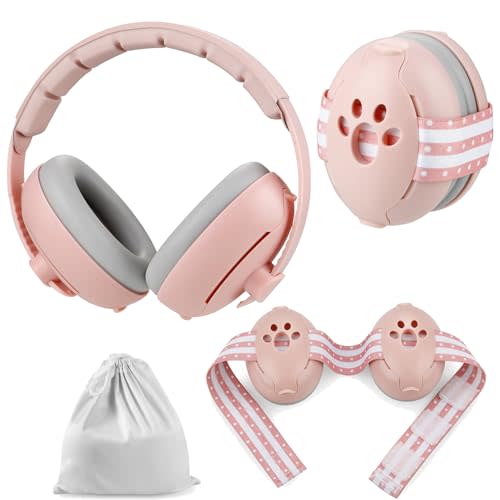 PandaEar Baby Ear Muffs, 2-in-1 Baby Ear Protection Noise Cancelling Headphones Ages 0-3 Years, Infant Hearing Protection