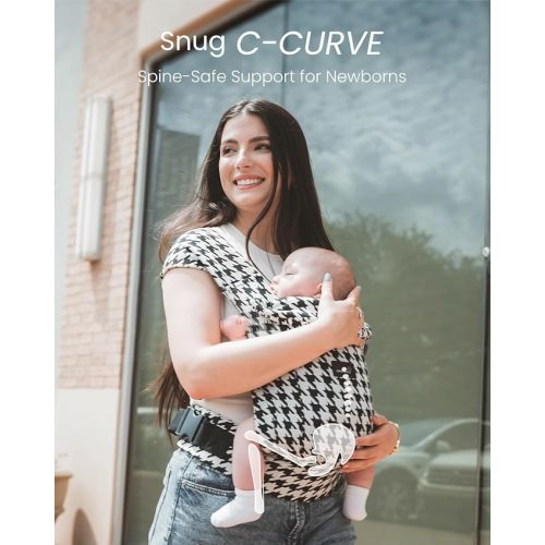 GROWNSY Baby Carrier Newborn to Toddler, Cozy Baby Wraps Carrier, Ergonomic Baby Carrier with Head Support, Houndstooth Black