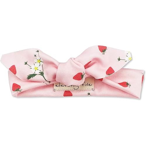 Organic Knotted Adjustable Headbands for Baby Girls - Summer Strawberries