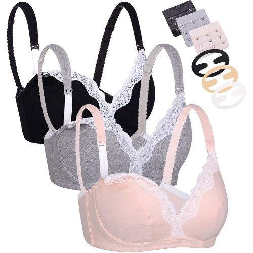 CAKYE 3 Pack Women's Underwire Maternity Nursing Bra Cotton Breastfeeding Bras