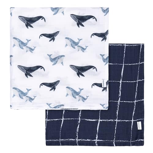 Gerber Baby Unisex 2-Pack Muslin Blanket, Coastal Calm, One Size
