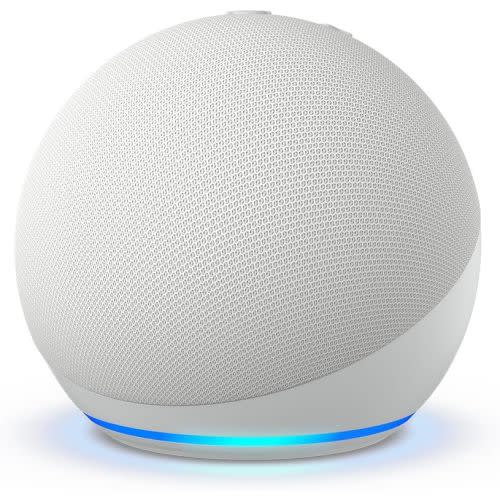 Amazon Echo Dot (newest model), With bigger vibrant sound, helpful routines and Alexa, Glacier White