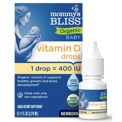 Mommy’s Bliss Organic Vitamin D Drops - Infants and Newborns - Supports Growth and Bone Development - Easy Use - 400 IU Per Drop - 100 Daily Servings