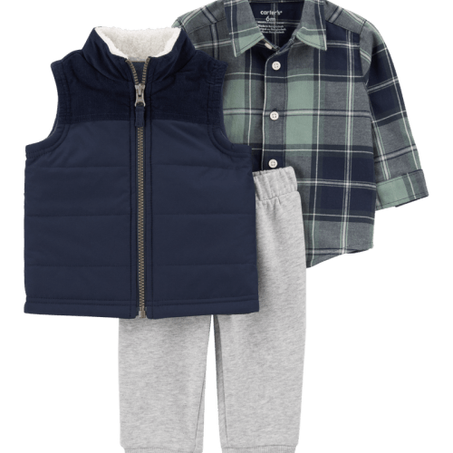 Grey/Navy Baby 3-Piece Little Vest Set | Carter’s Oshkosh Canada