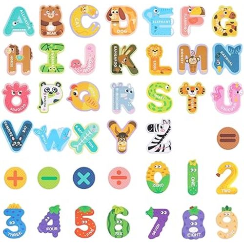 LOVESTOWN Magnetic Alphabet Letters and Numbers Set, Animal Theme ABC Magnets for Kids, 41 Pieces, Magnets Educational Fridge Learning Toy