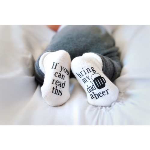 Beer Gifts for Dad, Father’s Day Gift, If You can Read this Baby Socks, Unisex Baby Shower Gift, Bring my Dad a Beer, Pregnancy Announcement