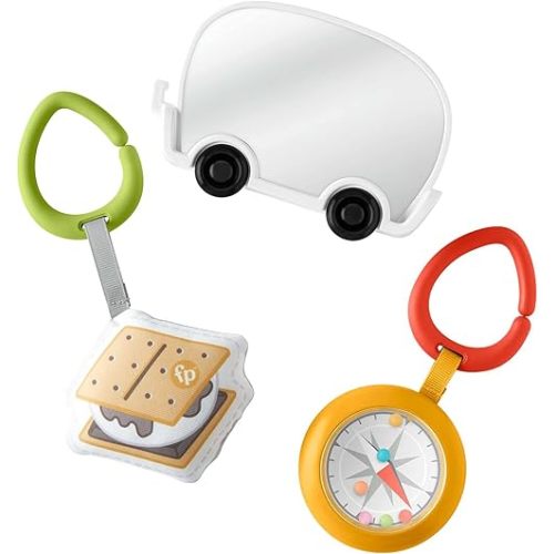 Fisher-Price S'more Fun Camping Gift Set, 3 outdoor-themed baby toys and teether for infants ages 3 months and up
