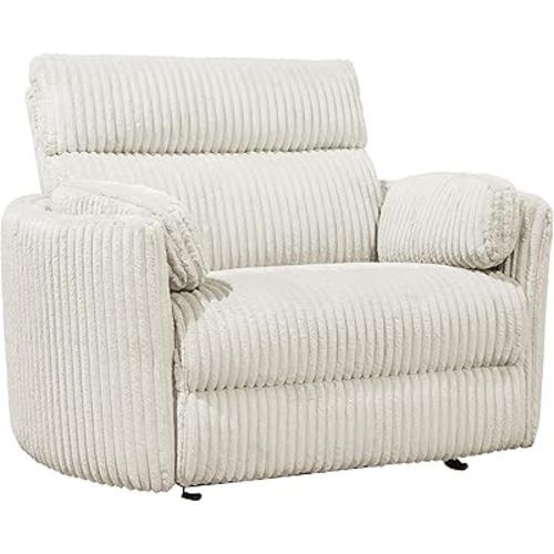 Radius XL - Mega Ivory Extra Wide Power Glider Recliner for Adults with USB and Type-C Ports, Single Sofa Chair for Living Room