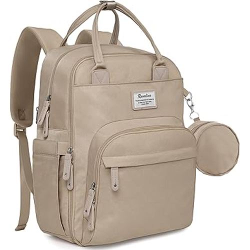 RUVALINO Diaper Bag Backpack-Multifunction Baby Travel Bag with Changing pad, Insulated Bottle Holders & Pacifier Case, Large Capacity, Waterproof, Clay