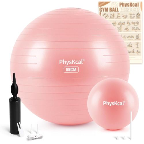 Yoga Ball for Exercise, Pilates Set, 4 Sizes Fitness Ball for Workout, Birthing, Pregnancy, Physical Therapy- Pump Included