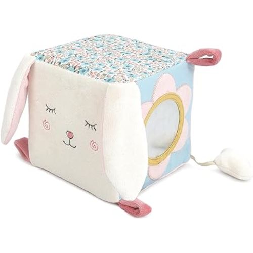 MON AMI Bunny Activity Cube for Toddlers – 5.5x5.5x5.5”, Montessori Toys for Babies & Toddlers, Sensory Interactive Learning Toys