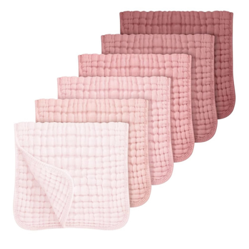 Looxii Muslin Burp Cloths Baby Girl 6 Pack - 20" x 10" - Ultra Soft & Absorbent, 6-Layer 100% Cotton for Spit Up & Drool- Gentle Baby Burping Cloth, Newborn Essentials Shower Gift Girl, Gradient Pink