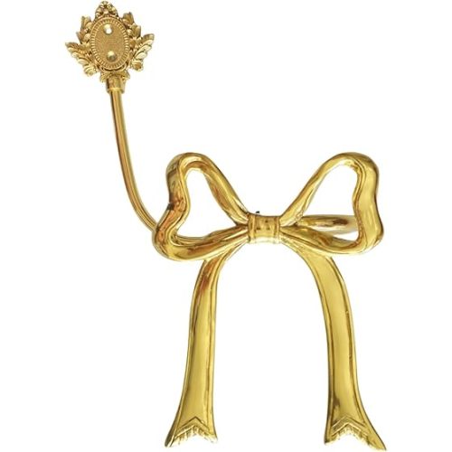Elegant Handmade Heavy Duty Brass Curtain Holdback,Gold Decorative Bow Style Curtain Tieback,Bow Tie Curtain Hooks Wall Decor (Left 1pc)