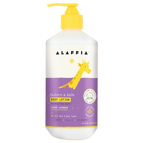 Alaffia EveryDay Shea Body Lotion, Gentle for Babies and Up, Gently Helps Clean Skin and Calm Children with Shea Butter, Lemon Balm, and Lavender Oil, Fair Trade, Lemon Lavender, 16 Fl Oz