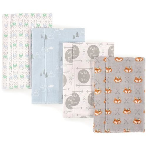 Luvable Friends Unisex Baby Cotton Flannel Burp Cloths, Wild Free, One Size