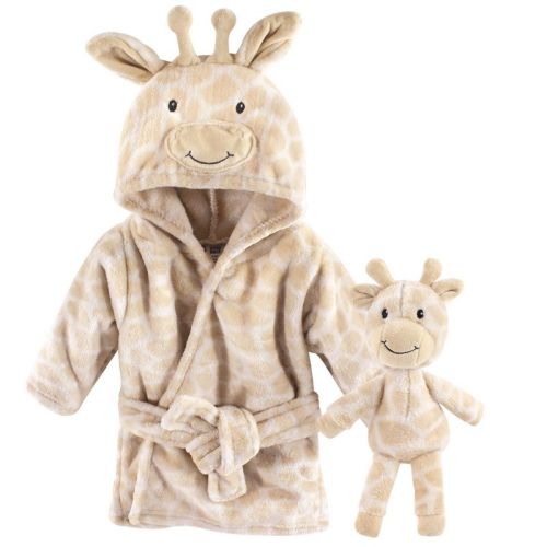 Hudson Baby Infant Unisex Plush Bathrobe And Toy Set, Giraffe, One Size