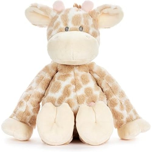 DEMDACO Luxurious Baby 9.5 x 10.5 Inch Polyester, Ultra Soft Plush, Cuddly, Toy, Stuffed Animal, Brown and Pink, Giraffe
