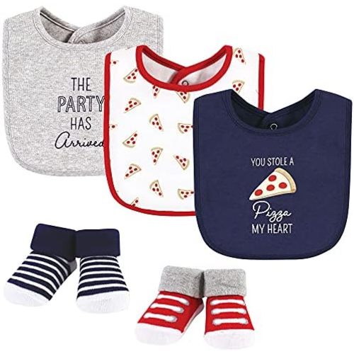 Hudson Baby Unisex BabyCotton Bib and Sock Set