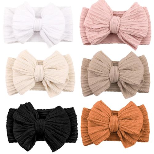 Niceye Handmade Baby Headbands Soft Stretchy Nylon Hair Bands with Bows for Newborn Infant Baby Toddler Girls- Pack of 6