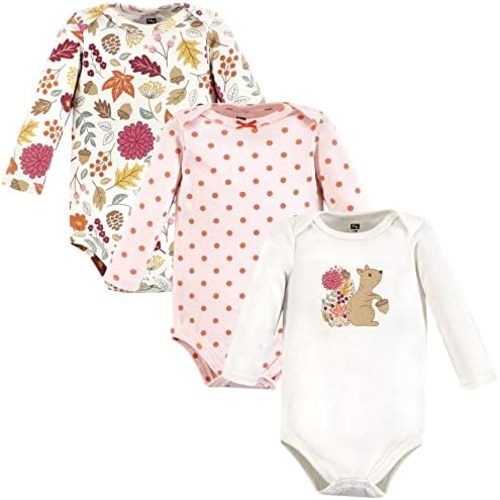 Hudson Baby Baby Girls Cotton Long-sleeve Bodysuits 3-pack