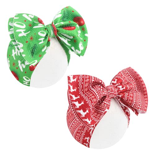 YanJie Christmas Baby Girls Headbands Red Green Bow White Reindeer Headbands Newborn Bows Wide Headwraps Infant Hair Bows Toddler Hair Accessories