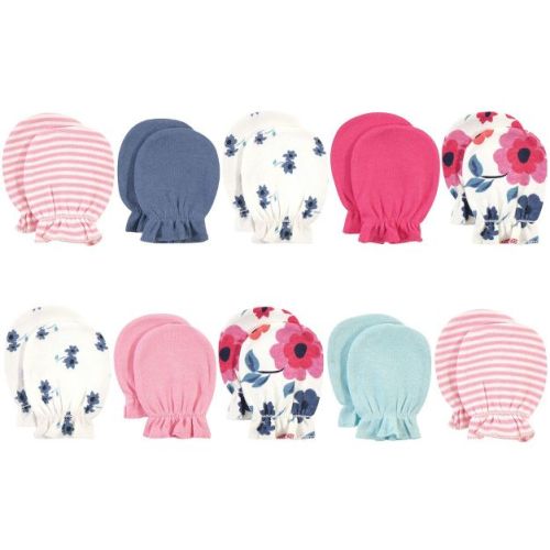 Touched by Nature Baby Girls Organic Cotton Scratch Mitten 10pk, Garden Floral, One Size