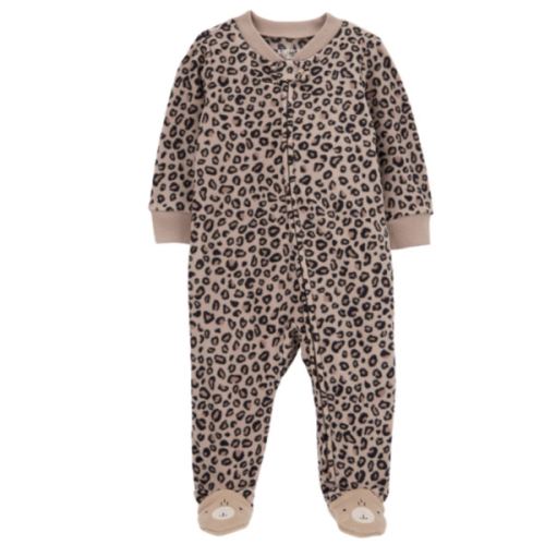 Baby Leopard Zip-Up Fleece Footie Sleep & Play Pajamas