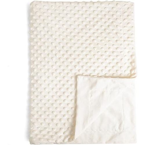 david's kids Micro Fleece Minky Baby Blanket for Girls with Double Layer and Soothing Raised Dots, Breathable and Soft Lightweight Receiving Blanket for Newborns 30x40 Inches, Cream
