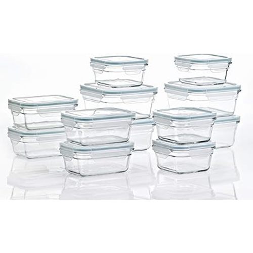 GLASSLOCK 24 Piece Oven Microwave Safe Glass Food Storage Containers Set w/Lids