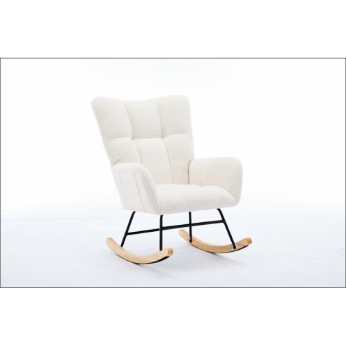George Oliver Modern Nursery Rocking Chair Upholstered Glider Chair with High Backrest Rocker Accent Armchair with Solid Wood Legs for Nursery Bedroom Living Room Teddy | Wayfair