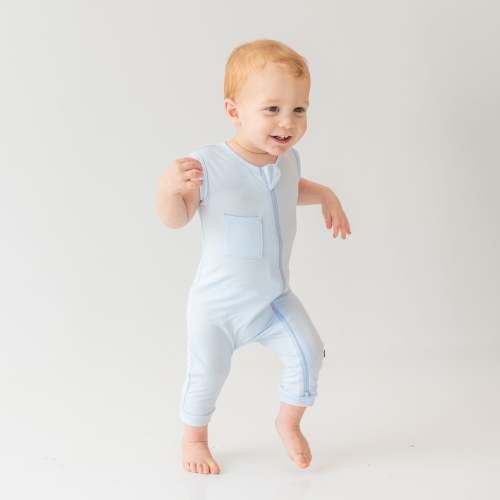 Zippered Sleeveless Romper in Mist
