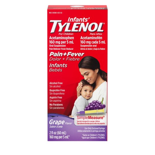 Tylenol Infants' Pain and Fever Liquid, Grape, 2 FL OZ, 1 FL OZ