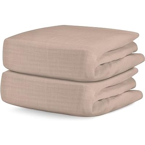 Newton Baby Organic Fitted Crib Sheets (2-Pack) - 100% Breathable and Ultra-Soft, 100% Organic Muslin Cotton, Clay, Fits All Standard Cribs