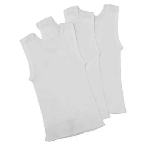 4Baby 3 Pack Singlet Cotton White | Baby Bunting AU