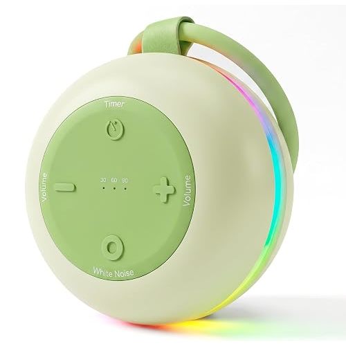 Portable Baby Sound Machine with RGB Night Light, 18 Soothing Sounds