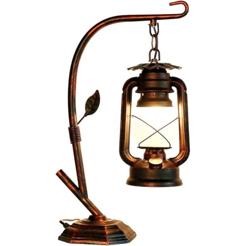 Rustic Table Lamp,Lamps for Nightstand,Farmhouse Lantern Table Lamps for Living Room,Table Lamps for Bedroom,Small Bedside Lamp,Living Room Lamps for End Tables (Elen Shade)